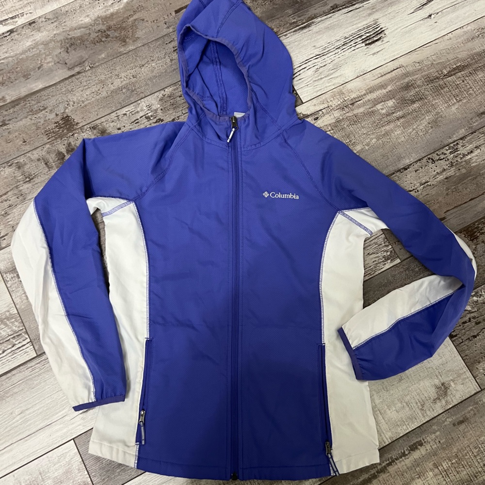 Columbia Kids Purple and White Hooded Jacket.